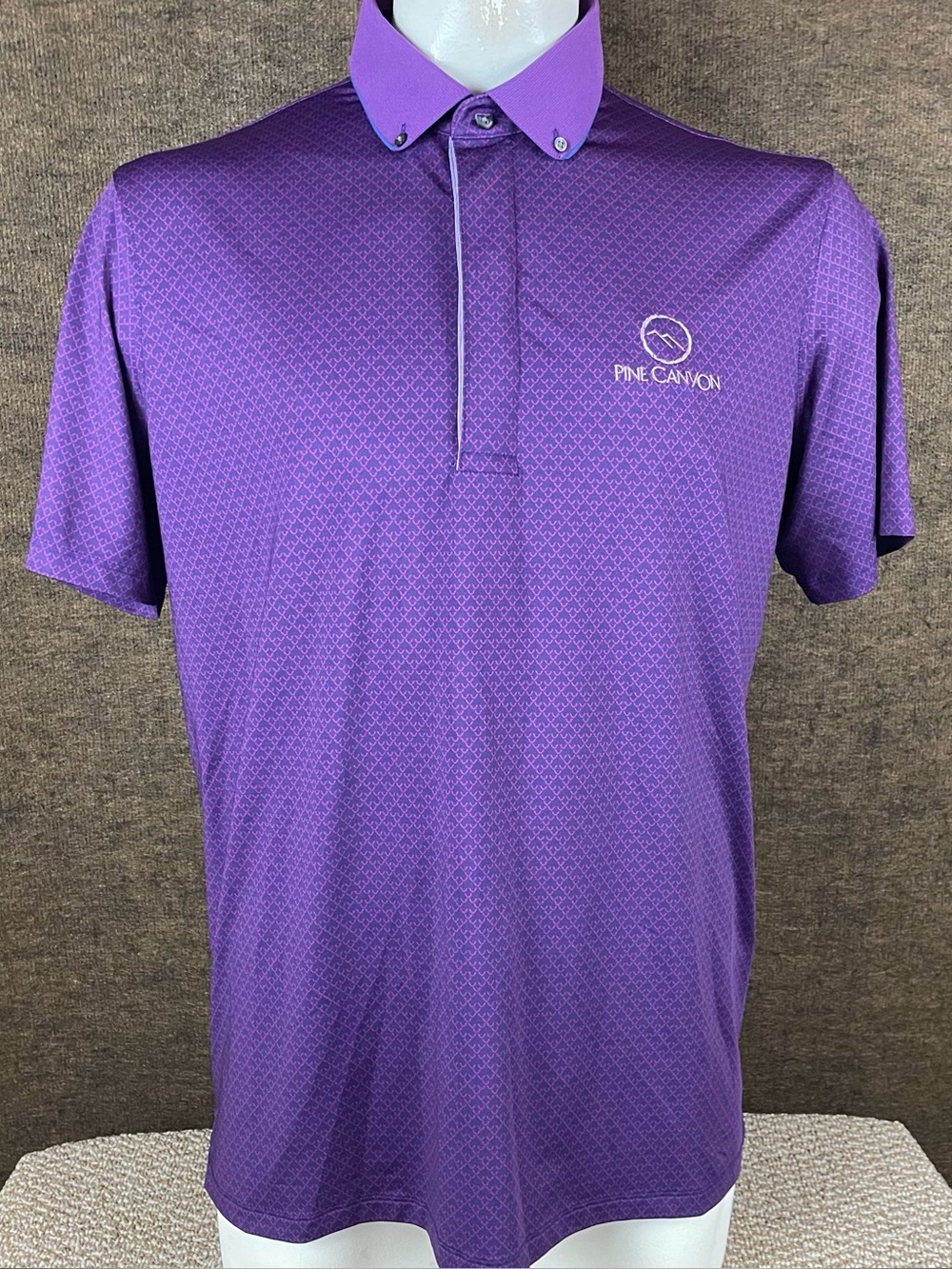 Greyson Polo Golf Shirt Mens Large Purple Geometric Performance Stretch T656